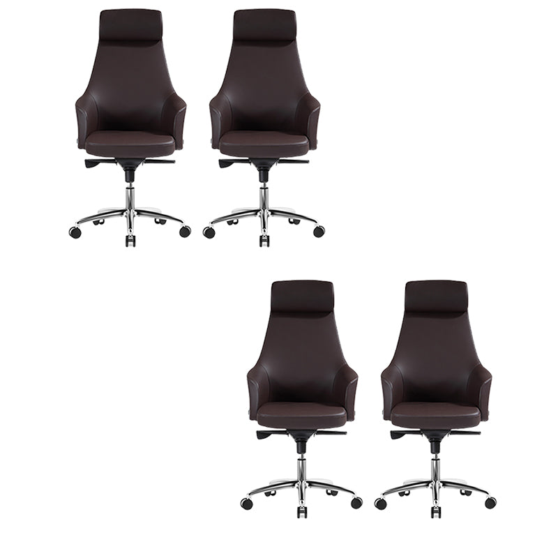 Moderne vaste armen Swivel stoel Chrome frame lederen management stoel