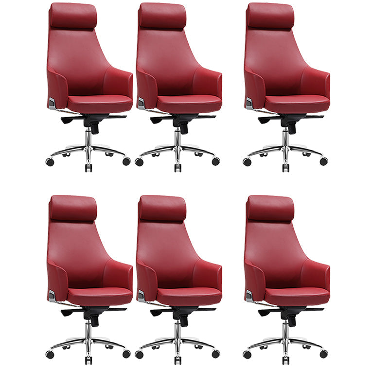 Moderne vaste armen Swivel stoel Chrome frame lederen management stoel