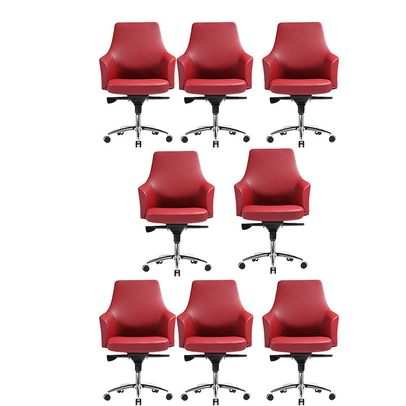 Moderne vaste armen Swivel stoel Chrome frame lederen management stoel