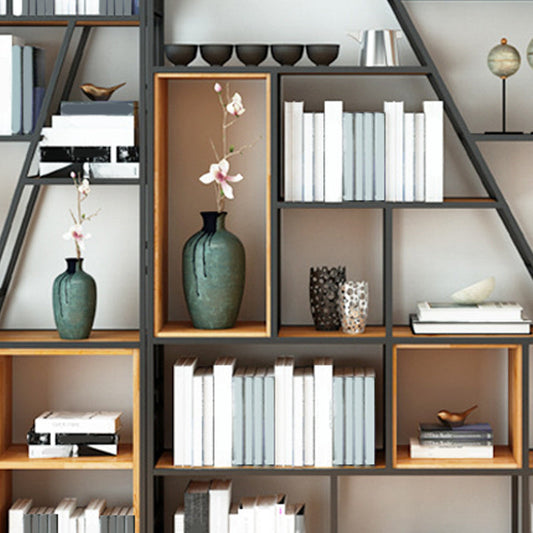 10" W Open Storage Bookcase Modern Metal Frame Bookshelf with Shelves