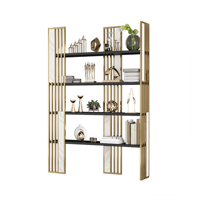 12 "W Open opslag boekenkast goud metalen frame boekenplank met planken