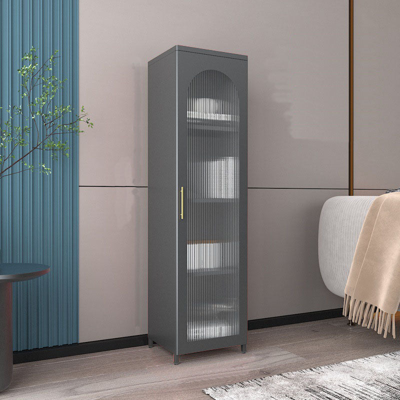 14" W Closed Storage Bookcase Metal Frame Bookshelf with Glass Doors