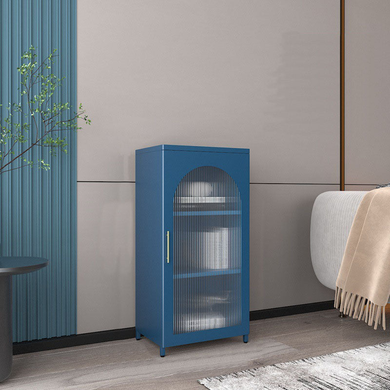 14" W Closed Storage Bookcase Metal Frame Bookshelf with Glass Doors