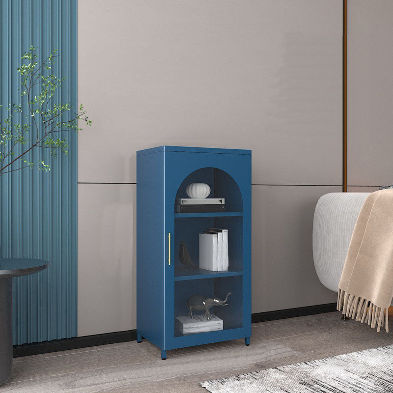 14" W Closed Storage Bookcase Metal Frame Bookshelf with Glass Doors