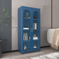 14" W Closed Storage Bookcase Metal Frame Bookshelf with Glass Doors