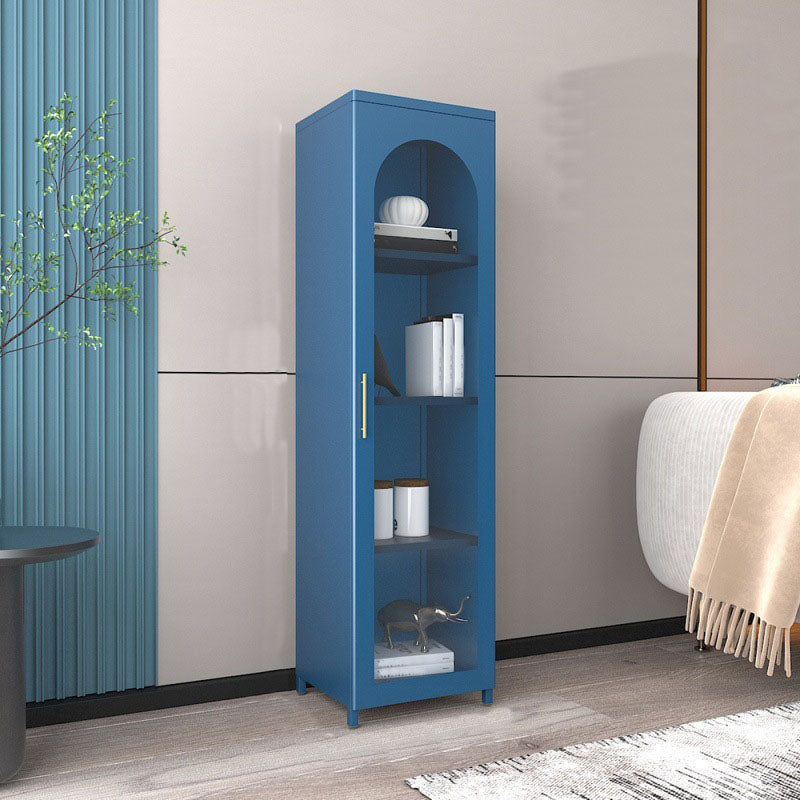 14" W Closed Storage Bookcase Metal Frame Bookshelf with Glass Doors