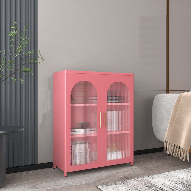 14" W Closed Storage Bookcase Metal Frame Bookshelf with Glass Doors