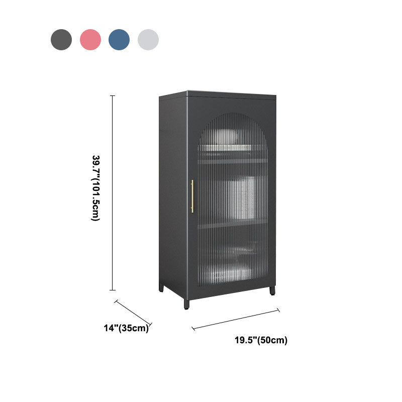 14" W Closed Storage Bookcase Metal Frame Bookshelf with Glass Doors