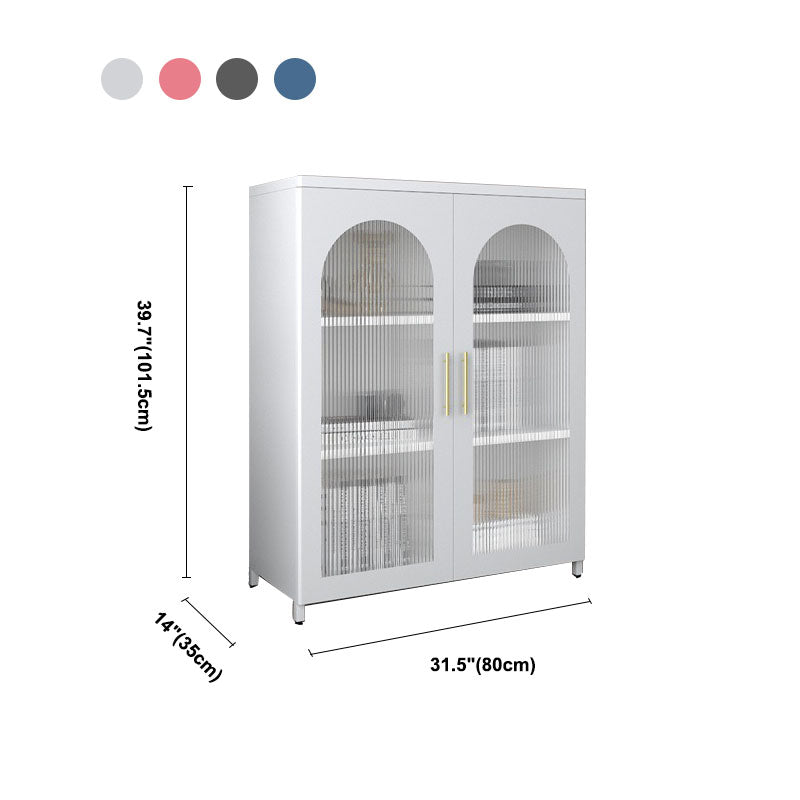 14" W Closed Storage Bookcase Metal Frame Bookshelf with Glass Doors