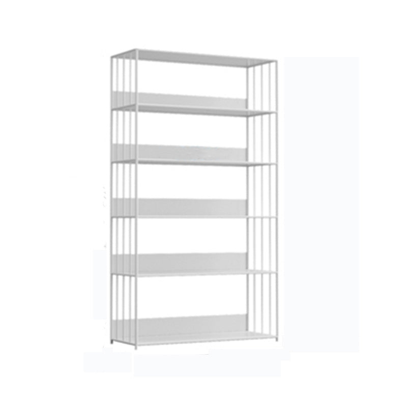 Modern Open Storage Bookcase 12" W Iron Frame Bookshelf with Shelves 39.4"L x 11.8"W x 63"H White Clearhalo 'Bookcases' 'furn' 'furn_bookcases' 'Furniture' 'Office Furniture' 5782599