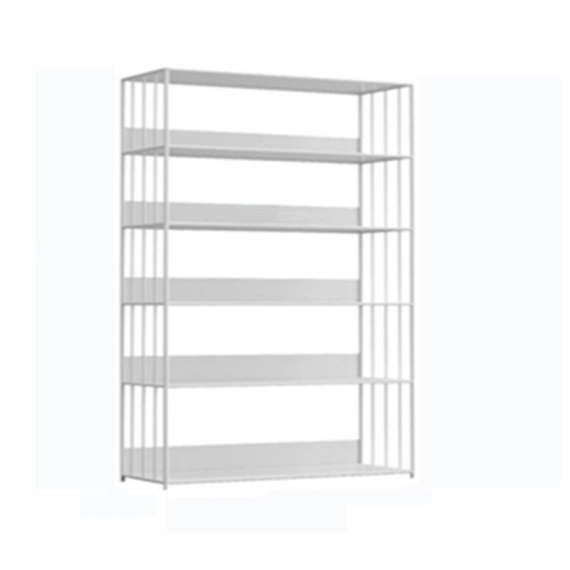 Modern Open Storage Bookcase 12" W Iron Frame Bookshelf with Shelves 47.2"L x 11.8"W x 63"H White Clearhalo 'Bookcases' 'furn' 'furn_bookcases' 'Furniture' 'Office Furniture' 5782601