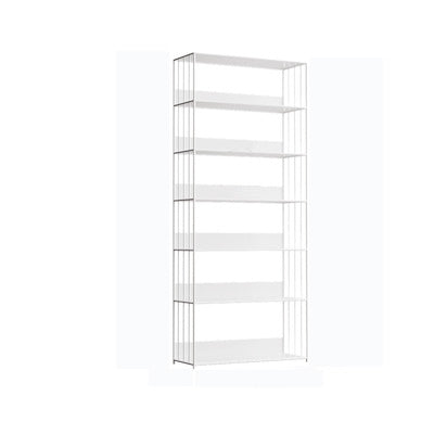 Modern Open Storage Bookcase 12" W Iron Frame Bookshelf with Shelves 31.5"L x 11.8"W x 74.8"H White Clearhalo 'Bookcases' 'furn' 'furn_bookcases' 'Furniture' 'Office Furniture' 5782603