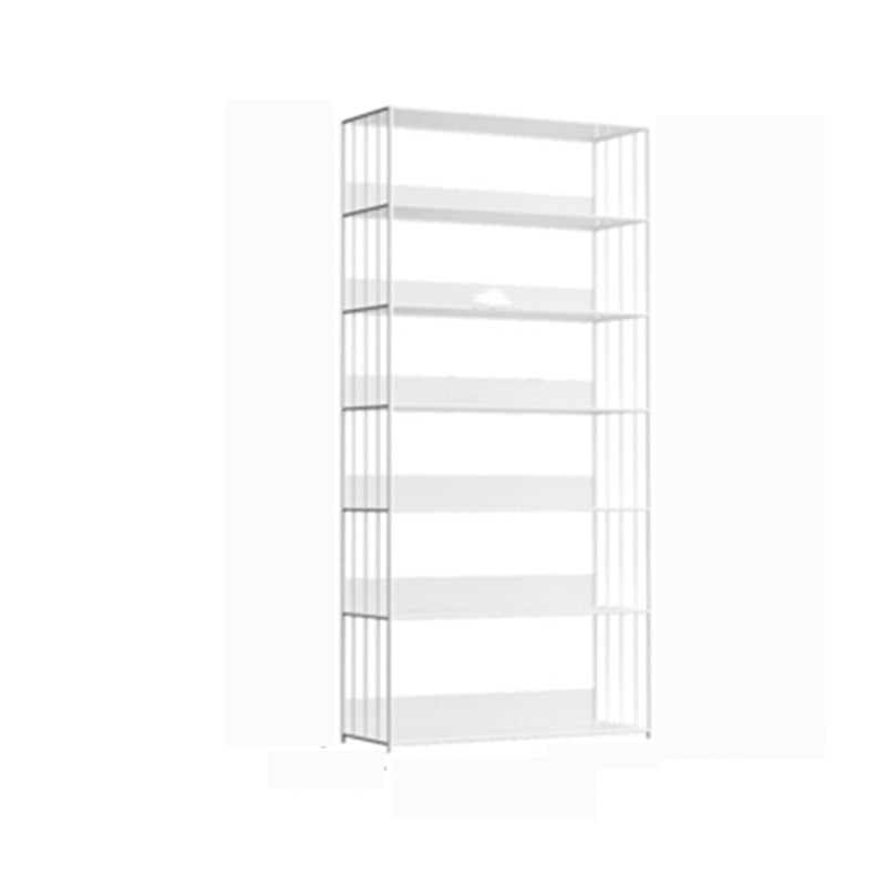 Modern Open Storage Bookcase 12" W Iron Frame Bookshelf with Shelves 39.4"L x 11.8"W x 74.8"H White Clearhalo 'Bookcases' 'furn' 'furn_bookcases' 'Furniture' 'Office Furniture' 5782604