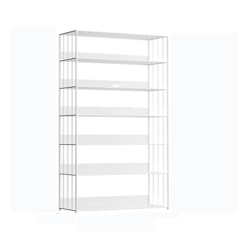 Modern Open Storage Bookcase 12" W Iron Frame Bookshelf with Shelves 47.2"L x 11.8"W x 74.8"H White Clearhalo 'Bookcases' 'furn' 'furn_bookcases' 'Furniture' 'Office Furniture' 5782606