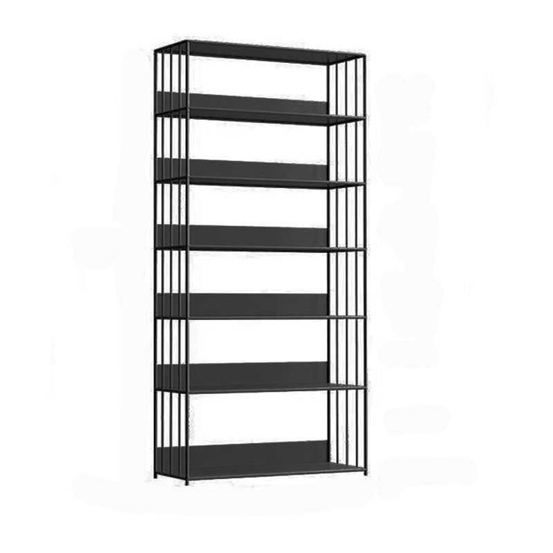 Modern Open Storage Bookcase 12" W Iron Frame Bookshelf with Shelves 39.4"L x 11.8"W x 74.8"H Black Clearhalo 'Bookcases' 'furn' 'furn_bookcases' 'Furniture' 'Office Furniture' 5782614