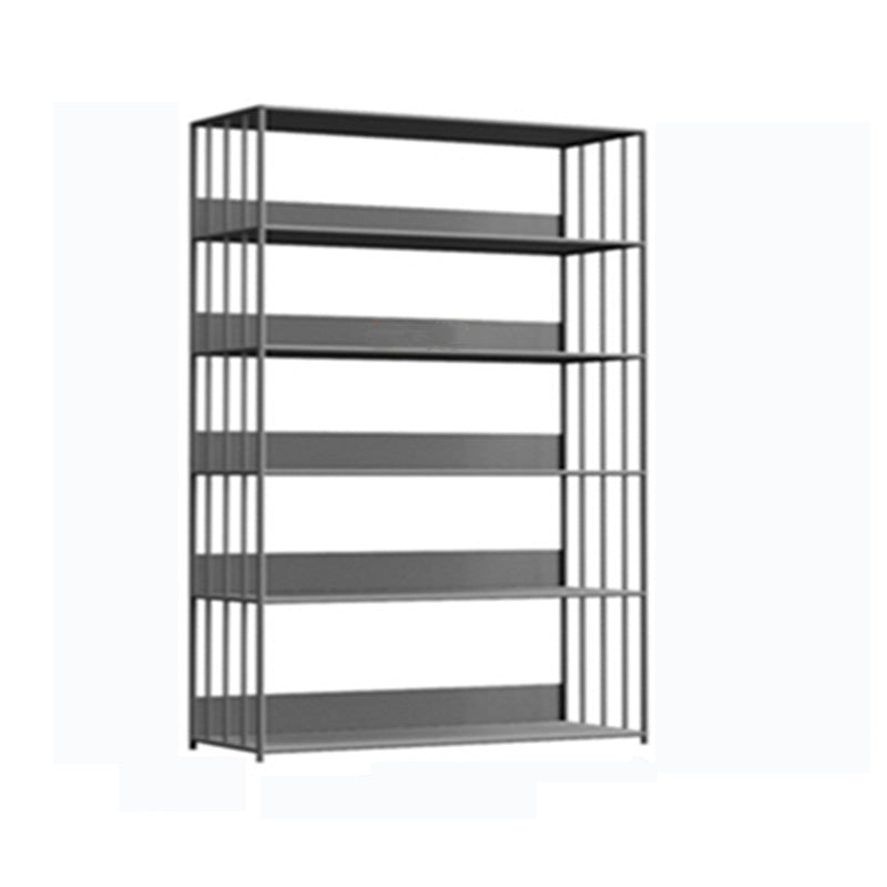 Modern Open Storage Bookcase 12" W Iron Frame Bookshelf with Shelves 47.2"L x 11.8"W x 74.8"H Grey Clearhalo 'Bookcases' 'furn' 'furn_bookcases' 'Furniture' 'Office Furniture' 5782620