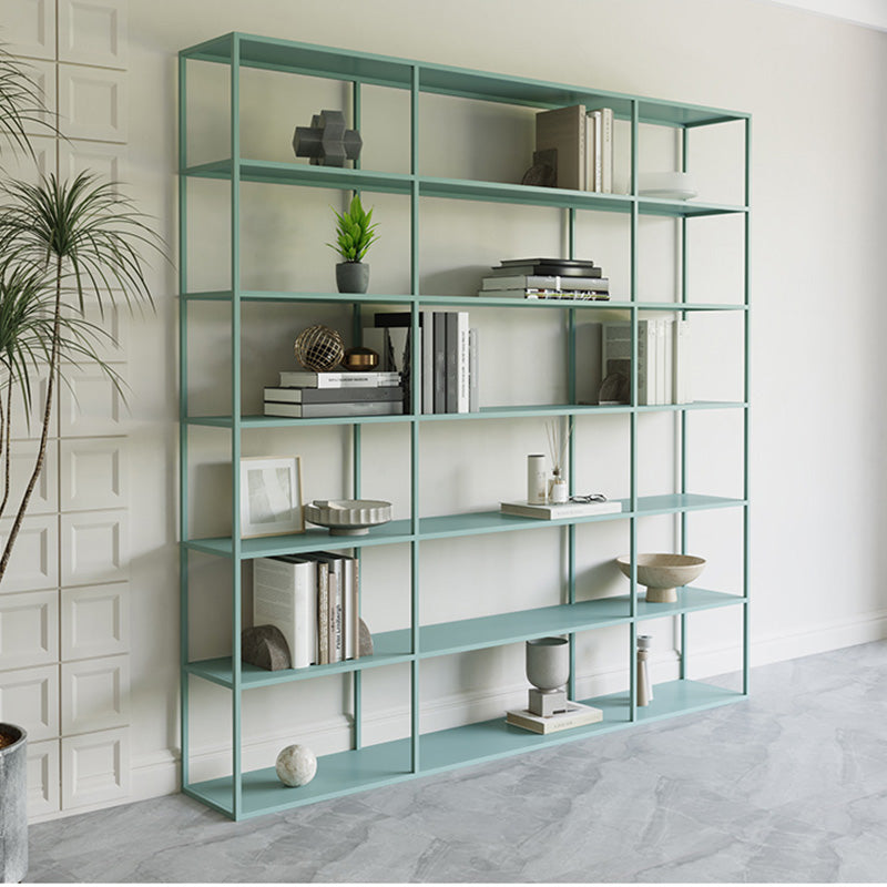 9.8" W Modern Open Storage Bookcase Metal Bookshelf with Shelves