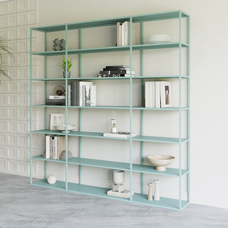 9.8" W Modern Open Storage Bookcase Metal Bookshelf with Shelves