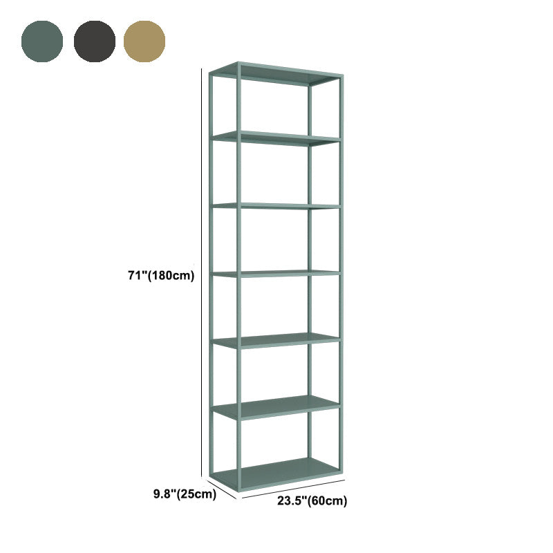 9.8" W Modern Open Storage Bookcase Metal Bookshelf with Shelves