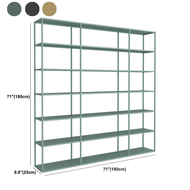 9.8" W Modern Open Storage Bookcase Metal Bookshelf with Shelves