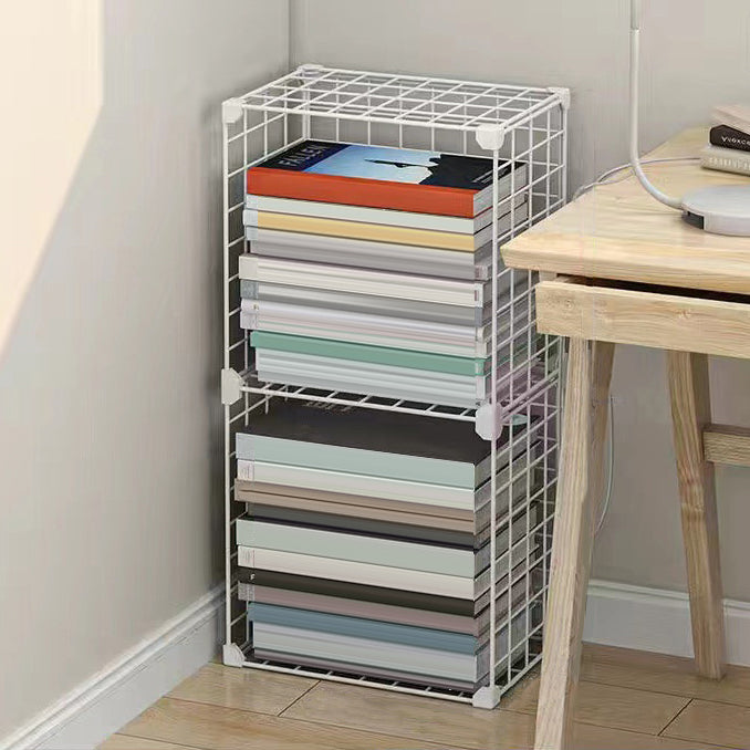 Contemporary Geometric Book Shelf 8.66" Wide Metal Shelf Bookcase 12.6"L x 8.7"W x 24.8"H White Clearhalo 'Bookcases' 'furn' 'furn_bookcases' 'Furniture' 'Office Furniture' 5782708
