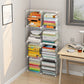 Contemporary Geometric Book Shelf 8.66" Wide Metal Shelf Bookcase 24.8"L x 8.7"W x 49.2"H White Clearhalo 'Bookcases' 'furn' 'furn_bookcases' 'Furniture' 'Office Furniture' 5782720