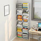Contemporary Geometric Book Shelf 8.66" Wide Metal Shelf Bookcase 24.8"L x 8.7"W x 73.6"H White Clearhalo 'Bookcases' 'furn' 'furn_bookcases' 'Furniture' 'Office Furniture' 5782724