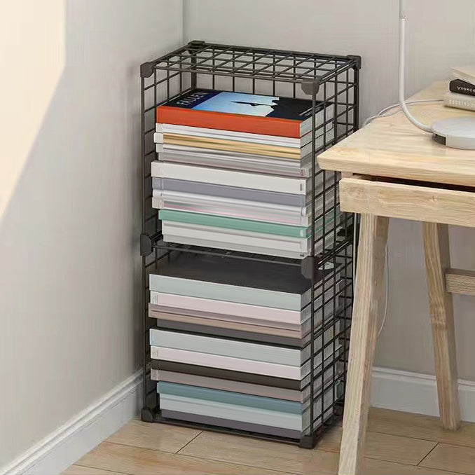 Contemporary Geometric Book Shelf 8.66" Wide Metal Shelf Bookcase 12.6"L x 8.7"W x 24.8"H Black Clearhalo 'Bookcases' 'furn' 'furn_bookcases' 'Furniture' 'Office Furniture' 5782727