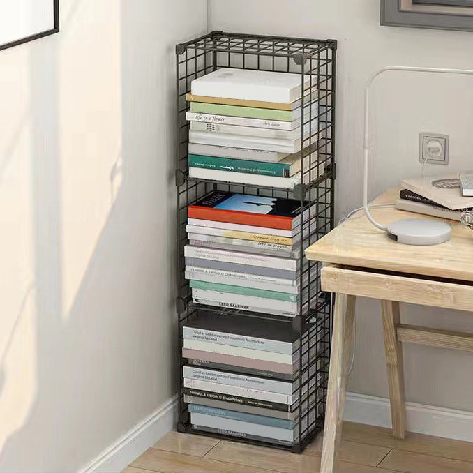 Contemporary Geometric Book Shelf 8.66" Wide Metal Shelf Bookcase 12.6"L x 8.7"W x 37"H Black Clearhalo 'Bookcases' 'furn' 'furn_bookcases' 'Furniture' 'Office Furniture' 5782728