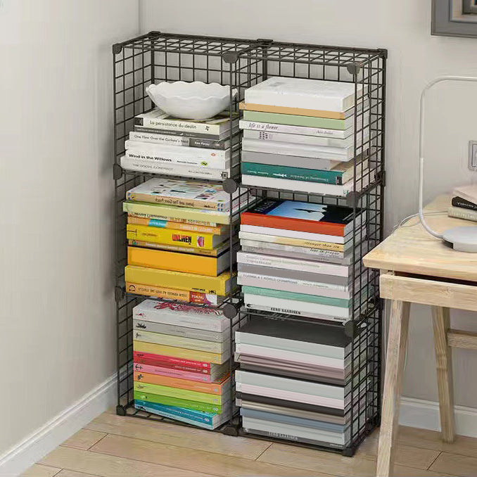 Contemporary Geometric Book Shelf 8.66" Wide Metal Shelf Bookcase 24.8"L x 8.7"W x 37"H Black Clearhalo 'Bookcases' 'furn' 'furn_bookcases' 'Furniture' 'Office Furniture' 5782732