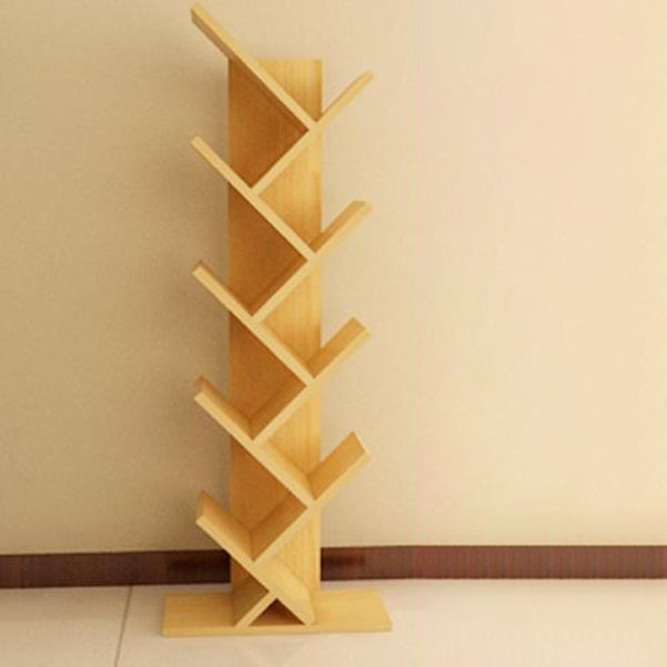 Modern Engineered Wood Bookcase Geometric Bookshelf for Living Room