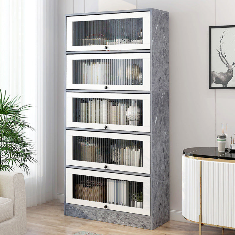 Scandinavian 11.8" Wide Standard Bookcase Manufactured Wood Bookshelf 31.5"L x 11.8"W x 63.8"H Grey Clearhalo 'Bookcases' 'furn' 'furn_bookcases' 'Furniture' 'Office Furniture' 5782923