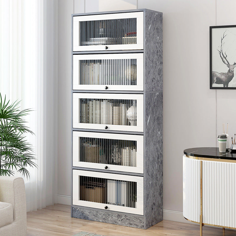 Scandinavian 11.8" Wide Standard Bookcase Manufactured Wood Bookshelf 23.6"L x 11.8"W x 63.8"H Grey Clearhalo 'Bookcases' 'furn' 'furn_bookcases' 'Furniture' 'Office Furniture' 5782926