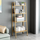 Ladder Metal Bookshelf Modern Bookcase with Rectangular Shelves