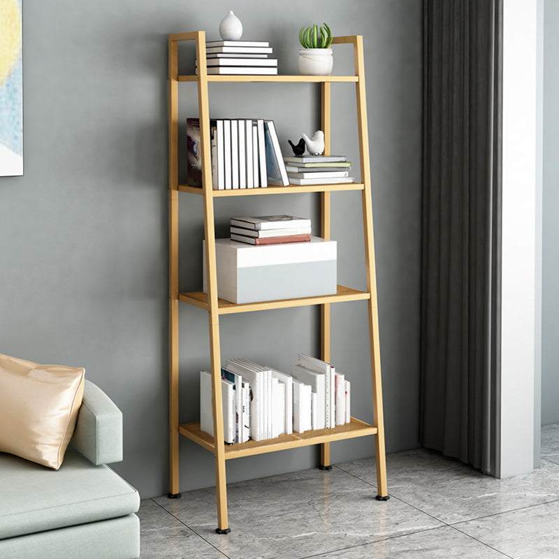 Ladder Metal Bookshelf Modern Bookcase with Rectangular Shelves