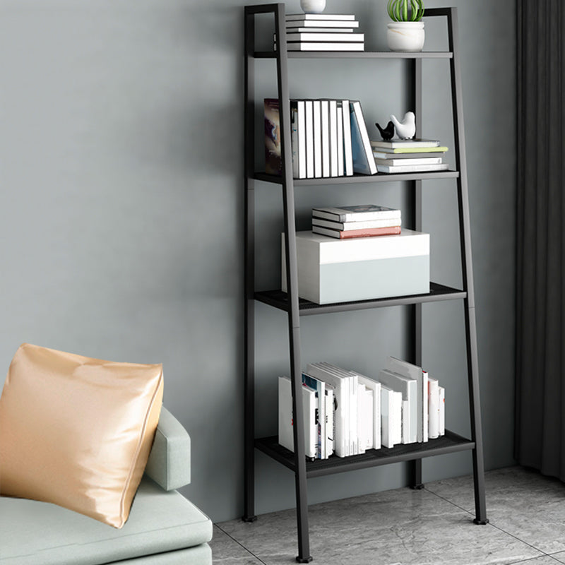 Ladder Metal Bookshelf Modern Bookcase with Rectangular Shelves