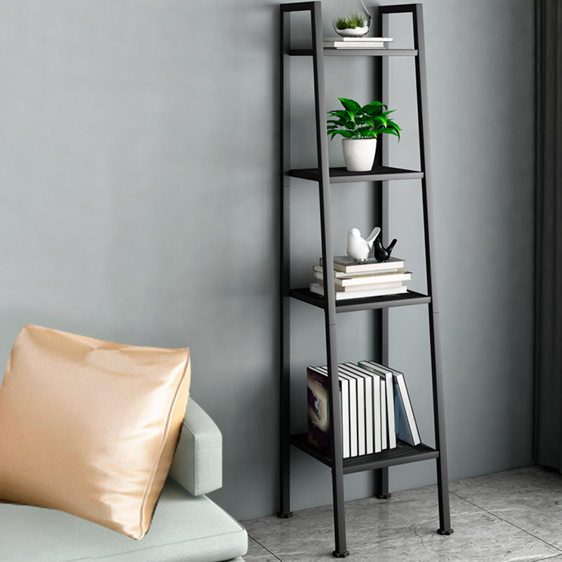 Ladder Metal Bookshelf Modern Bookcase with Rectangular Shelves