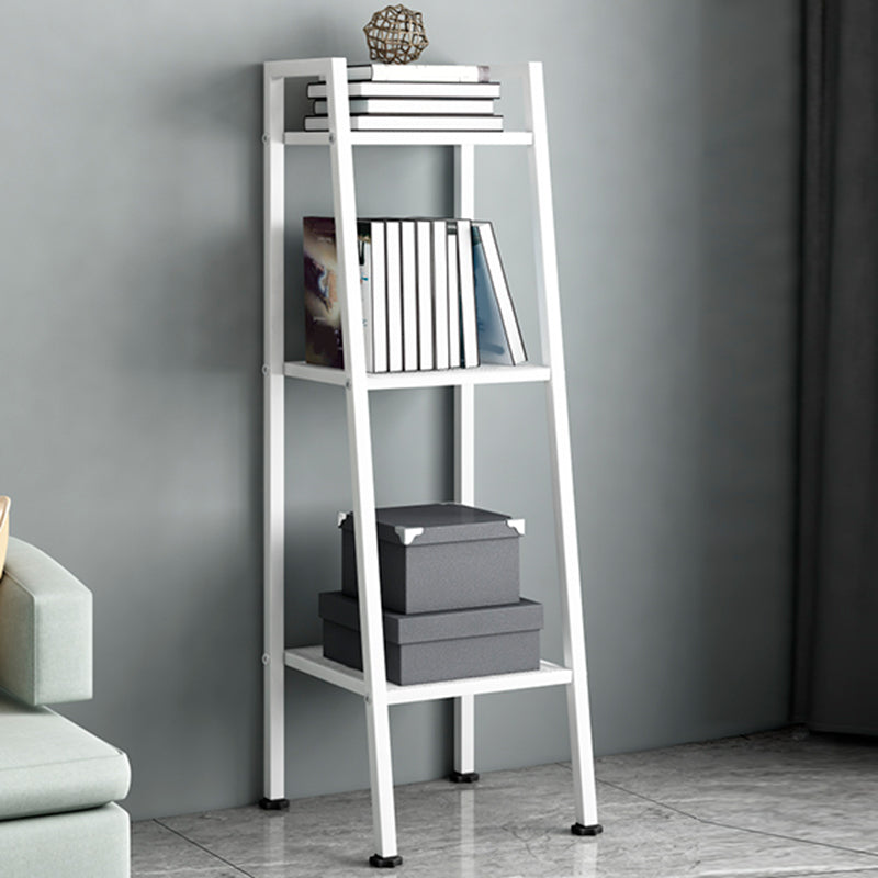 Ladder Metal Bookshelf Modern Bookcase with Rectangular Shelves