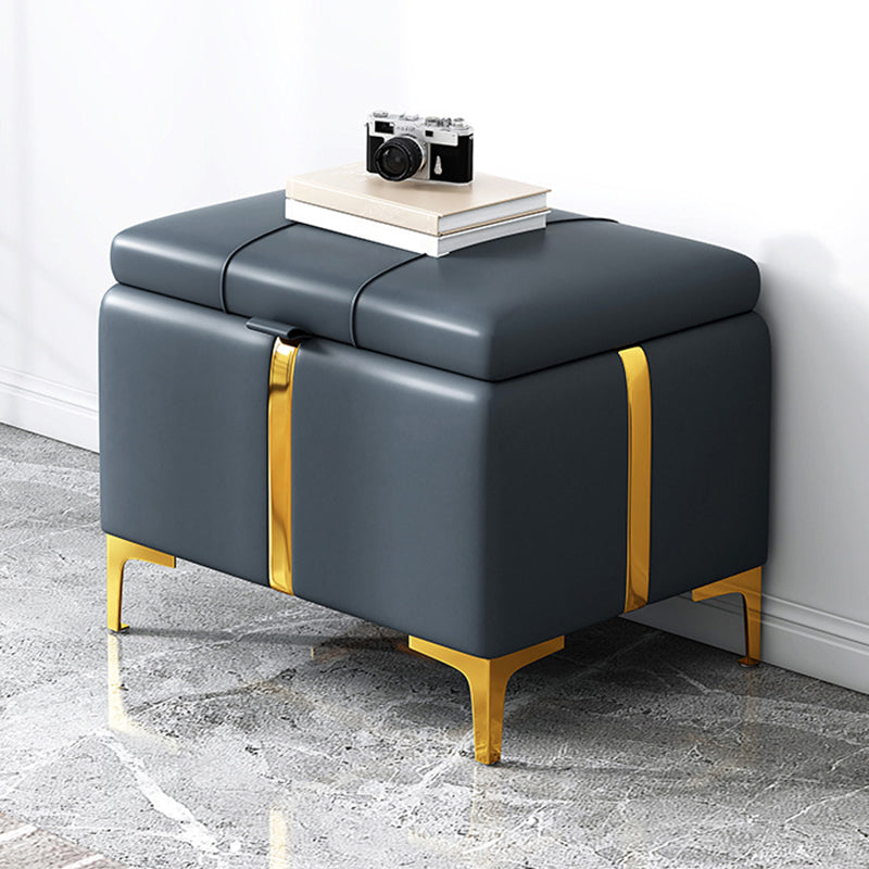 15.4" W Glam Upholstered Ottoman Bench Cushioned Seating Bench 15.7"L x 15.4"W x 15.7"H Dark Blue Clearhalo 'Benches' 'Chairs & Seating' 'furn' 'furn_benches' 'Furniture' 'Living Room Furniture' 5783490