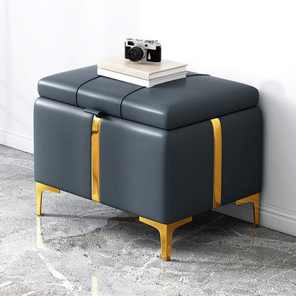 15.4" W Glam Upholstered Ottoman Bench Cushioned Seating Bench 15.7"L x 15.4"W x 15.7"H Dark Blue Clearhalo 'Benches' 'Chairs & Seating' 'furn' 'furn_benches' 'Furniture' 'Living Room Furniture' 5783490