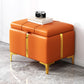 15.4" W Glam Upholstered Ottoman Bench Cushioned Seating Bench 15.7"L x 15.4"W x 15.7"H Orange Clearhalo 'Benches' 'Chairs & Seating' 'furn' 'furn_benches' 'Furniture' 'Living Room Furniture' 5783491