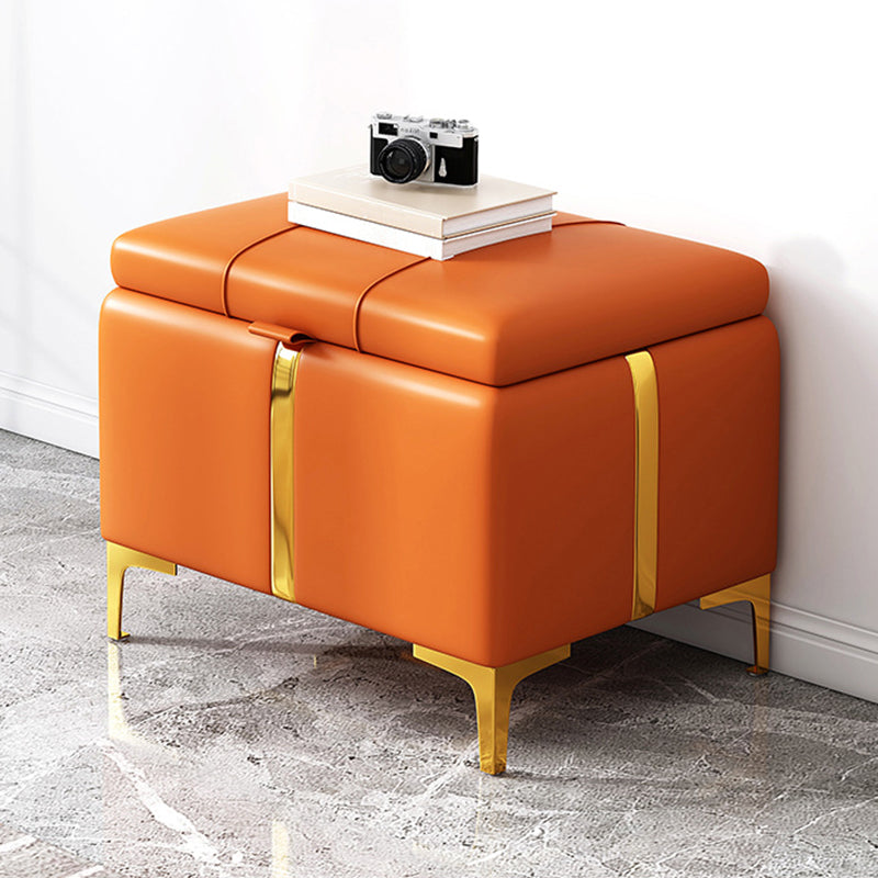 15.4" W Glam Upholstered Ottoman Bench Cushioned Seating Bench 15.7"L x 15.4"W x 15.7"H Orange Clearhalo 'Benches' 'Chairs & Seating' 'furn' 'furn_benches' 'Furniture' 'Living Room Furniture' 5783491