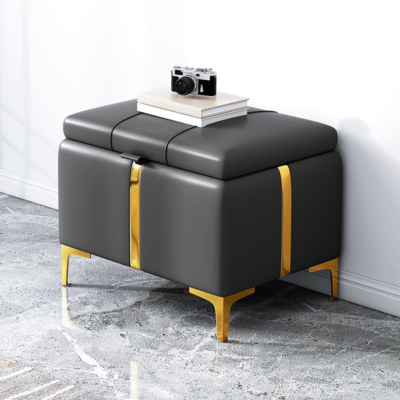 15.4" W Glam Upholstered Ottoman Bench Cushioned Seating Bench 15.7"L x 15.4"W x 15.7"H Dark Gray Clearhalo 'Benches' 'Chairs & Seating' 'furn' 'furn_benches' 'Furniture' 'Living Room Furniture' 5783492