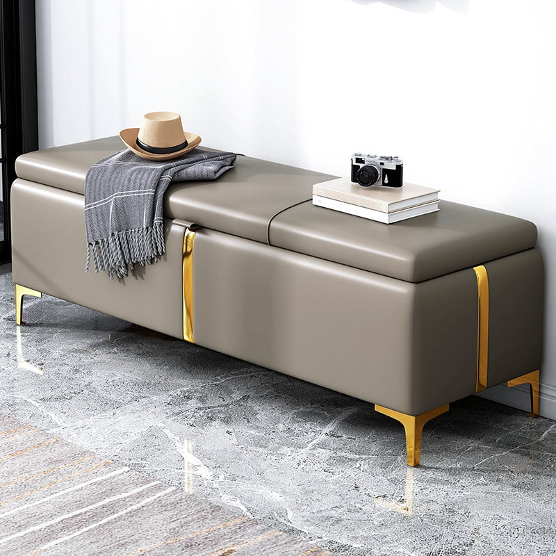 15.4" W Glam Upholstered Ottoman Bench Cushioned Seating Bench 59.1"L x 15.4"W x 15.7"H Light Gray Clearhalo 'Benches' 'Chairs & Seating' 'furn' 'furn_benches' 'Furniture' 'Living Room Furniture' 5783494