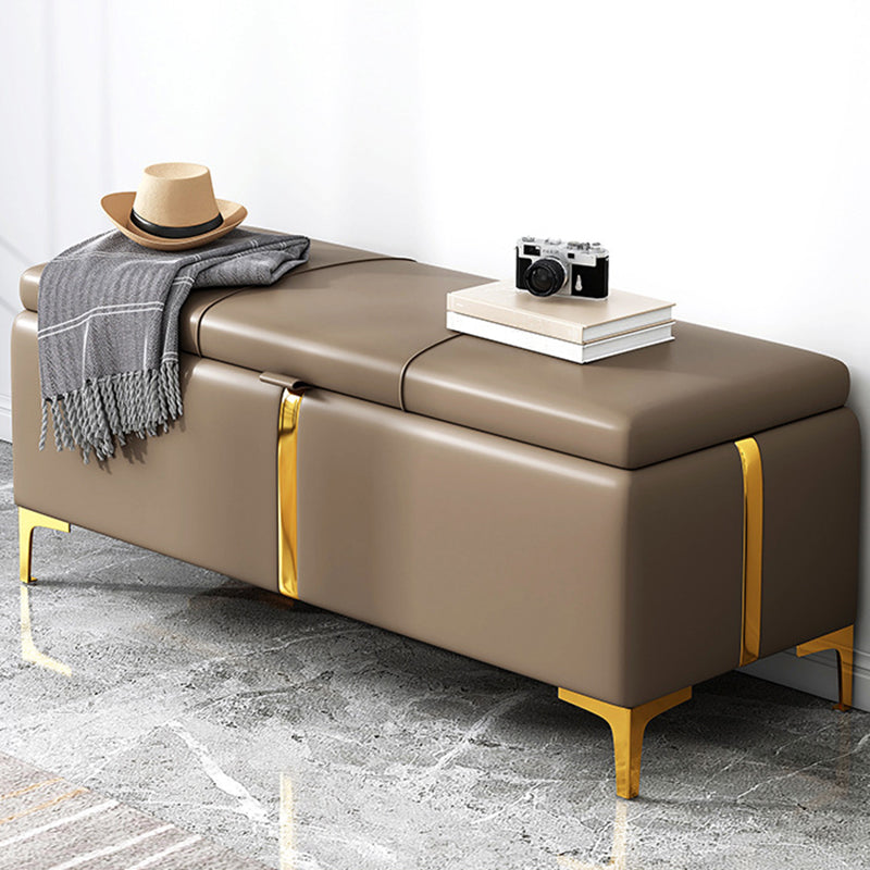 15.4" W Glam Upholstered Ottoman Bench Cushioned Seating Bench 24"L x 15"W x 16"H Light Gray Clearhalo 'Benches' 'Chairs & Seating' 'furn' 'furn_benches' 'Furniture' 'Living Room Furniture' 5783496