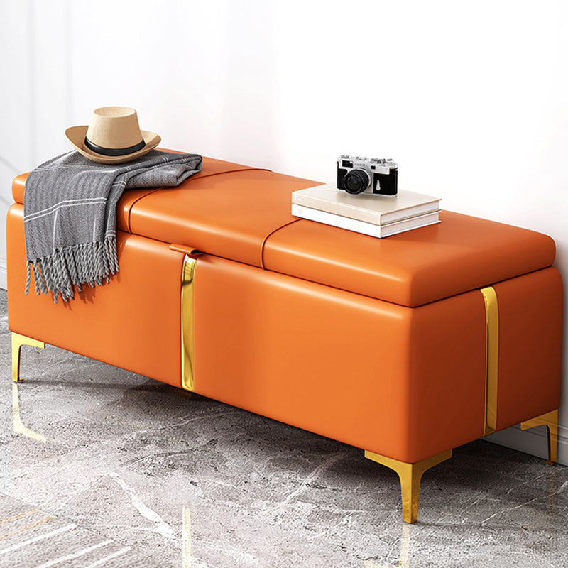 15.4" W Glam Upholstered Ottoman Bench Cushioned Seating Bench 24"L x 15"W x 16"H Orange Clearhalo 'Benches' 'Chairs & Seating' 'furn' 'furn_benches' 'Furniture' 'Living Room Furniture' 5783500