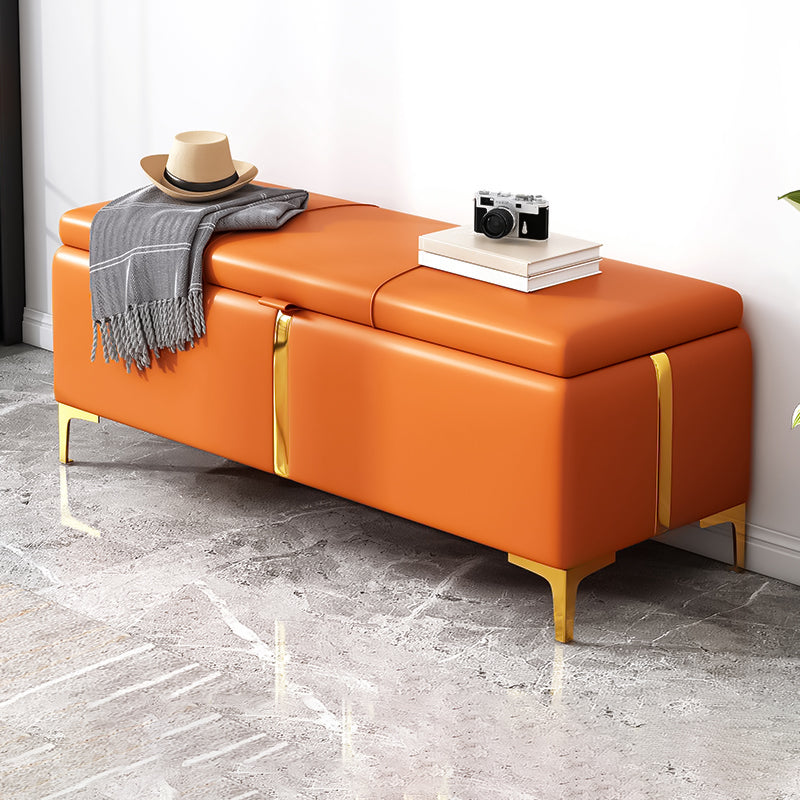 15.4" W Glam Upholstered Ottoman Bench Cushioned Seating Bench 31.5"L x 15"W x 16"H Orange Clearhalo 'Benches' 'Chairs & Seating' 'furn' 'furn_benches' 'Furniture' 'Living Room Furniture' 5783503