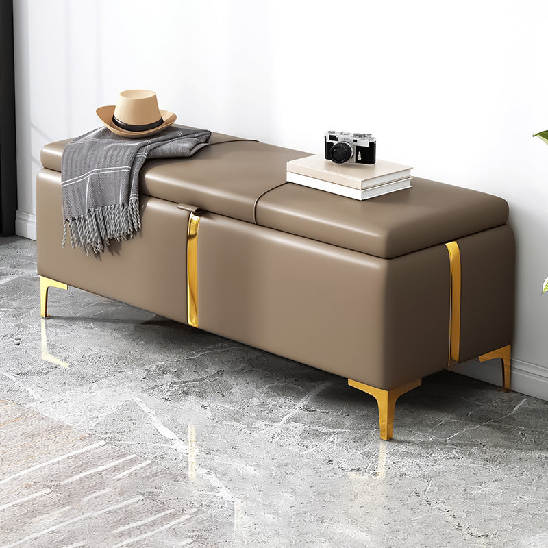 15.4" W Glam Upholstered Ottoman Bench Cushioned Seating Bench 31.5"L x 15"W x 16"H Light Gray Clearhalo 'Benches' 'Chairs & Seating' 'furn' 'furn_benches' 'Furniture' 'Living Room Furniture' 5783506