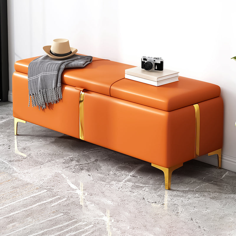 15.4" W Glam Upholstered Ottoman Bench Cushioned Seating Bench 39"L x 15"W x 16"H Orange Clearhalo 'Benches' 'Chairs & Seating' 'furn' 'furn_benches' 'Furniture' 'Living Room Furniture' 5783509