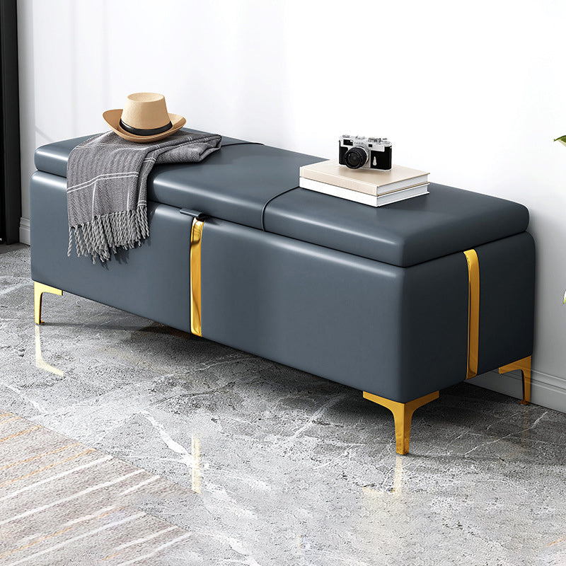 15.4" W Glam Upholstered Ottoman Bench Cushioned Seating Bench 39"L x 15"W x 16"H Dark Blue Clearhalo 'Benches' 'Chairs & Seating' 'furn' 'furn_benches' 'Furniture' 'Living Room Furniture' 5783510